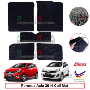Perodua Axia 2014 12mm Custom Fit Pre Cut PVC Coil Floor Mat Anti Slip Carpet Nail Spike (Black) (Kawata Made in Malaysia)